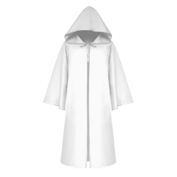 Jumpingount Capa con capucha para Halloween, atmósferas de fiesta aterradoras, disfraz de Cosplay Unisex, larga, Carnaval, Horror, correa espeluznante Disfraces de disfraces Blanco METRO Jumpingount AP012618-12