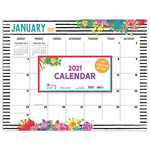 TF Publishing 2021 Floral Medium Desk Pad Monthly Blotter Calendar 12"x17" for sale online 