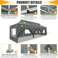 thumbnail image 4 of COBIZI Canopy 10x30 Pop-up Heavy Duty Canopy Tent with 8 Removable Sidewalls,Party Tent for Weddings,Beaches,Outdoor Events,Commercial Seasonal Wind UV 50+& Waterproof&Sunburn Protection,Gray, 4 of 12