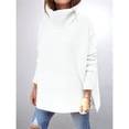 thumbnail image 4 of Suéteres de Cuello Alto de Gran Tamaño para Mujer, Larga de Murciélago, Dobladillo Abierto, Túnica, Suéter de Punto, Tops XXL, 4 of 7