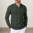 thumbnail image 2 of Adeawade Men Sweaters O Neck Jacquard Collar Pullover Knit Sweater Coatable Warm Textured Long Sleeve Fall Winter Season Outdoor Indoor Use Shirt Comfortable Clothes Army Green L, 2 of 9
