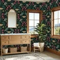 thumbnail image 4 of Vintage Peel and Stick Wallpaper 23.6in x 9.8ft Dark Floral Bee Pink White Flowers Green Leaves Vinyl Self-Adhesive Contact Paper Removable Wall Paper for Bedroom Bathroom Renter Friendly, 4 of 8