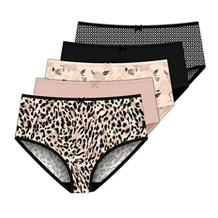 

Delta Burke Women s Stretch Microfiber Brief Panties 5-Pack Colors Peach Whip - Leopard - Solids - Geometric Size 9