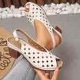thumbnail image 4 of Womens Sandals Peep Toe Hollow out Stacked Heel Slingback Dress Shoes Fashion Nonslip Summer Casual Walking Shoes Beige Size 9.5, 4 of 6