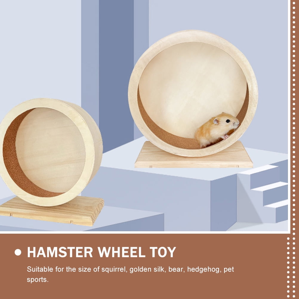 FOMIYES Wooden Hamster Exercise Wheel, Pet Wheel for Small Animals, Khaki