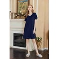 thumbnail image 6 of Ekouaer Women's House Dress with Pockets Moo Moo Nightgown V Neck Sleepwear Pleated Floral Print Mumu Dress, 6 of 6
