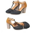 thumbnail image 5 of Closed Toe Ankle Strap Wedding Dress Shoes Womens T-Strap Chunky Block Heel Shoes Prom Wedding Dress, 5 of 7