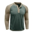 thumbnail image 4 of Donemore Men's Color Block Button-Up Long Sleeve Raglan T-Shirt Knit Cotton Casual Top, 4 of 6