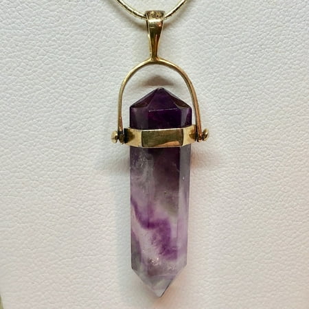 Purple Fluorite Crystal Vermeil Pendant | 1 3/4 Inch Long |