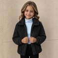 thumbnail image 6 of Cethrio Girls Fleece Jacket, Long Sleeve Warm Collared Button Front Winter Outerwear Size 13-14 Years Black, 6 of 6