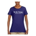 thumbnail image 2 of Inspirational Quote Be the Change by Mahatma Gandhi 1913 Womens Graphic T-Shirt, Purple, X-Large, 2 of 3