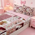 thumbnail image 3 of meiyoeat Farm Animal Horse Cow Zipper Twin Comforter Sets with Fitted Sheet and 2 Pillowcases,Romantic Pink Flowers Zipper Bedding Set For Girl,Reversible,4-Piece, 3 of 7