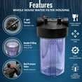 thumbnail image 2 of High Capacity 10 x 4.5 Whole House Filter Purifier System for Well or City Water, Presser Relief Button, 1 NPT Brass Port, Double O-ring, Meets NSF Standards & Regulations (Transparent, 4 Sets), 2 of 7