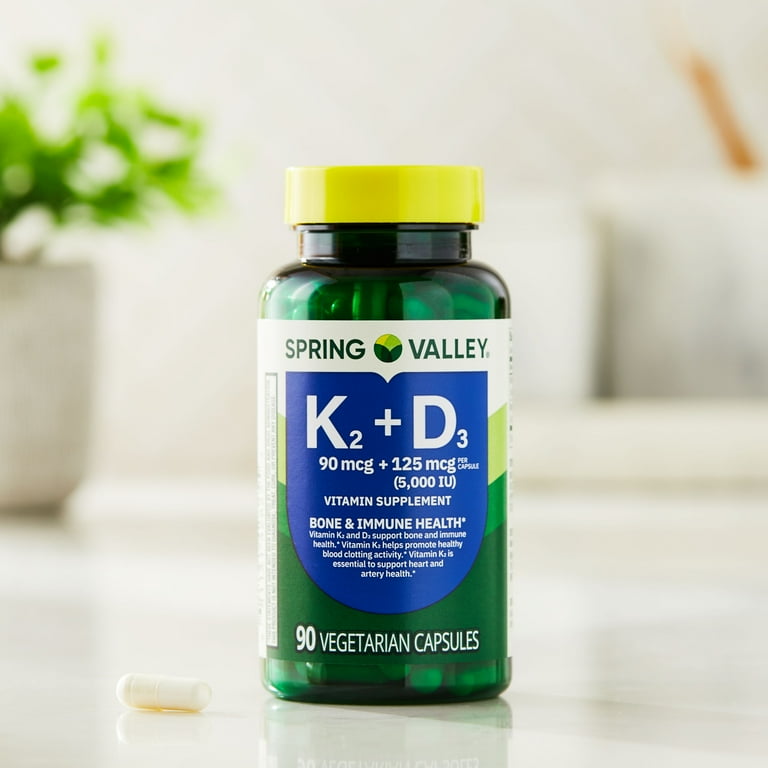 Spring Valley Vitamin K2 90 Mcg + D3 125 Mcg Vegetarian Capsules