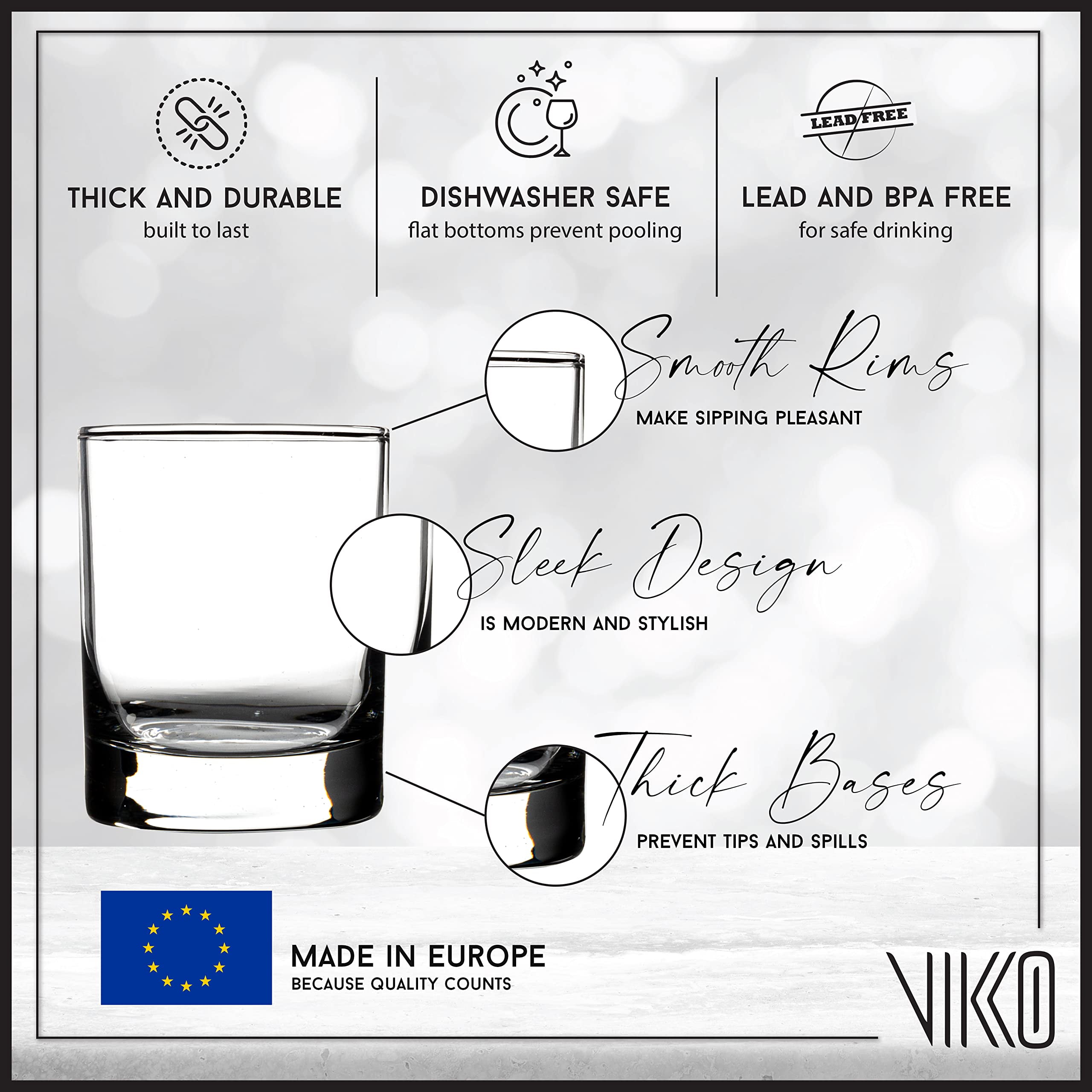 Vikko Drinking Glasses, Thick and Durable Kitchen Glasses, Dishwasher Safe  Highball Glass Tumbler, H…See more Vikko Drinking Glasses, Thick and