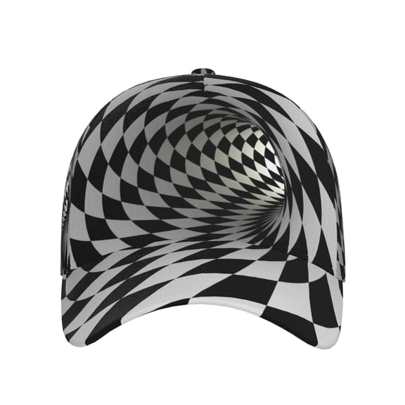 Xecao 3D Vortex Illusion for Baseball Cap: Unisex, crafted from classic polyester twill fabric, featuring a soft unconstructed design