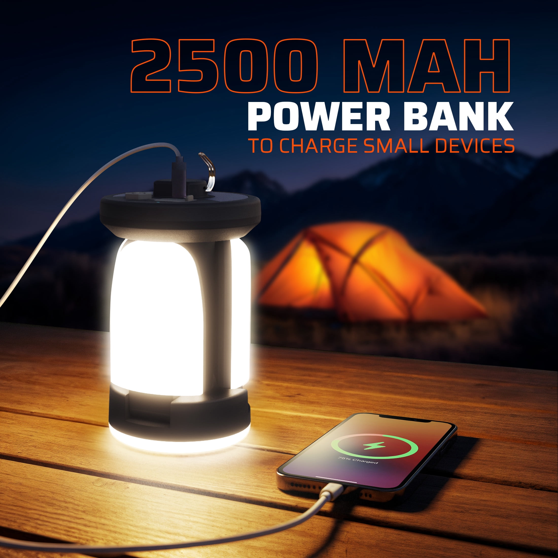 Roamcraft™ Solar-Powered 300 Lumen LED Camping Lantern with Power Bank