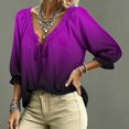 thumbnail image 5 of Women Blouse Tops V Neck 3/4 Sleeve Lightweight Shirts 3/4 Sleeve V Neck Peasant Top Abstract Geometric Print Flowy Summer Ruffe Shirt, 5 of 5