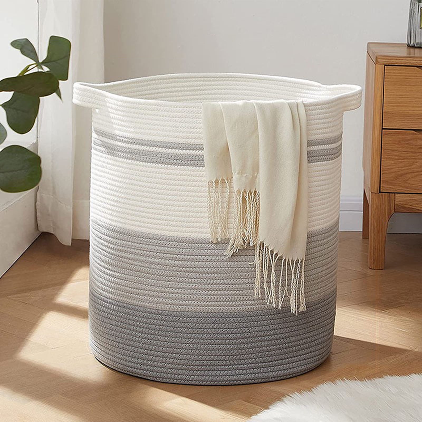 Vikakiooze Easter Decorations, Clothes Storage Basket Large Cotton Rope Basket Toy Basket With Handle Storage Comforter Cushions Thread Laundry Hamper, Sizzling Savings