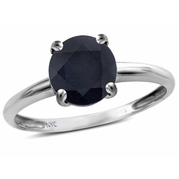 Star K � Genuine Black Sapphire Round 7mm Classic Solitaire Engagement Promise Ring