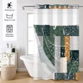 thumbnail image 5 of MIZHONA Green Shower Curtain with Snap in Liner,Rustic Ombre Fabric Bathroom Curtain,71"× 71", 5 of 6