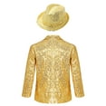thumbnail image 2 of Rswnyirn Kids Boys Tuxedos Blazer Suit Sparkly Sequin Long Sleeve Lapel Jacket with Hat Children's Gold 6, 2 of 6