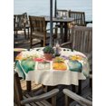 thumbnail image 2 of Outdoor Tablecloth with Umbrella Hole for Patio/Picnic/Party/Camping, Spring Country Floral Waterproof Table Cloth Round Cover Washable, Watercolor Flowers Vases Grid Cream (Dia 54"), 2 of 9
