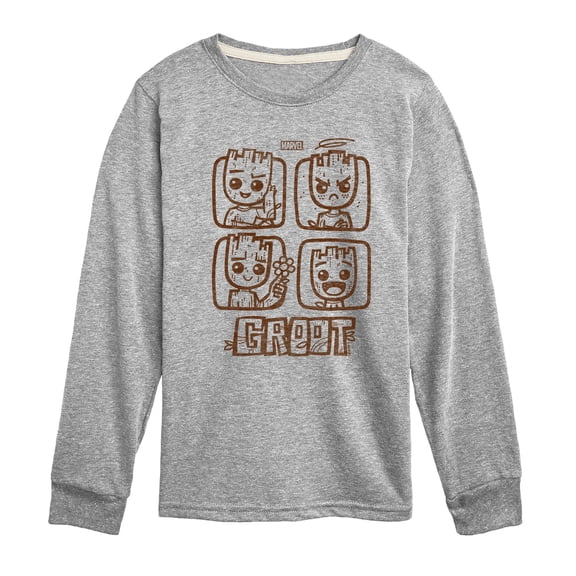 Marvel Guardians of the Galaxy - Groot Grid - Toddler And Youth Long Sleeve Graphic T-Shirt