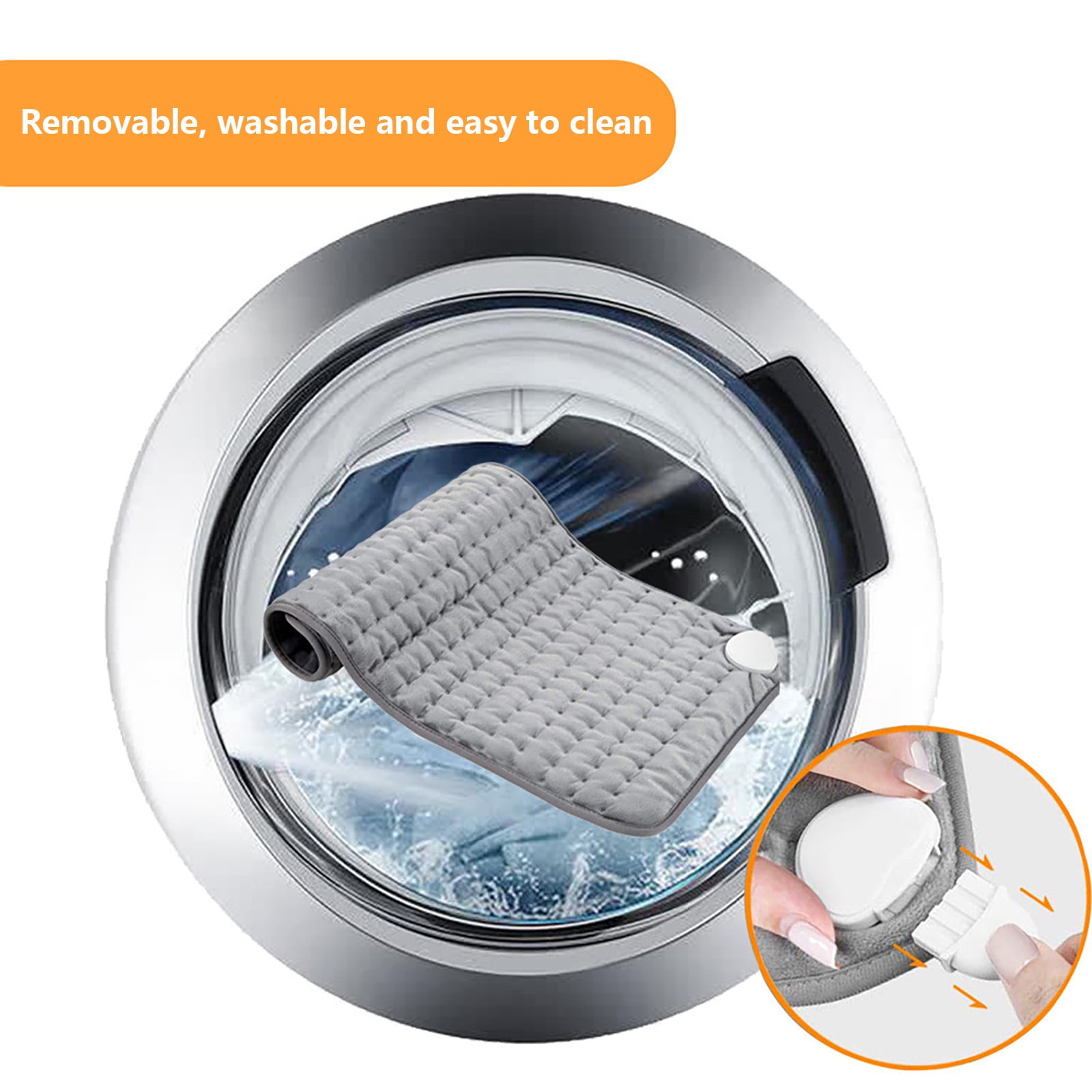 PureCasa Electric Blanket for Adult Set Heating Pad for Foot /Feet/ Back/Warmer/Shoulders/Abdomen/Legs, 6 Temperature Adjustment Washable Fast Heated Blanket, Gray（With Remote Control）