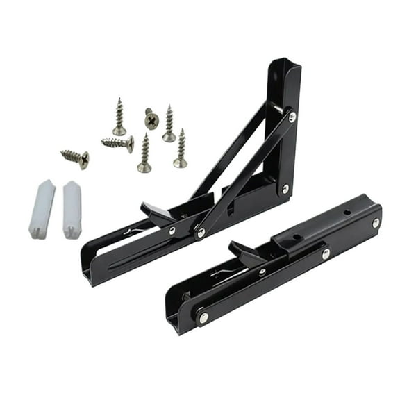 2pc Folding Shelf Brackets Heavy Duty Stainless Steel Wall Mounted Collapsible Furniture Space Saving for Garage Workstation