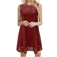thumbnail image 1 of Robe Élégante en Dentelle Florale Sans Manches Col Rond Robe de Cocktail Formelle Robe de Soirée Robe d'Invité de Mariage, 1 of 7