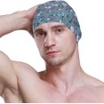 thumbnail image 3 of FYBTO Swimming Cap Floral Blue Flowers and Red Leaves Unisex Adult FYBTO Polyester, 3 of 4