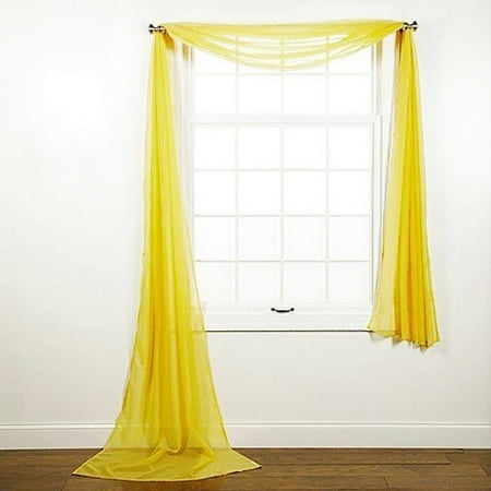 1 PC SOLID YELLOW SCARF VALANCE SOFT SHEER VOILE WINDOW PANEL CURTAIN 216