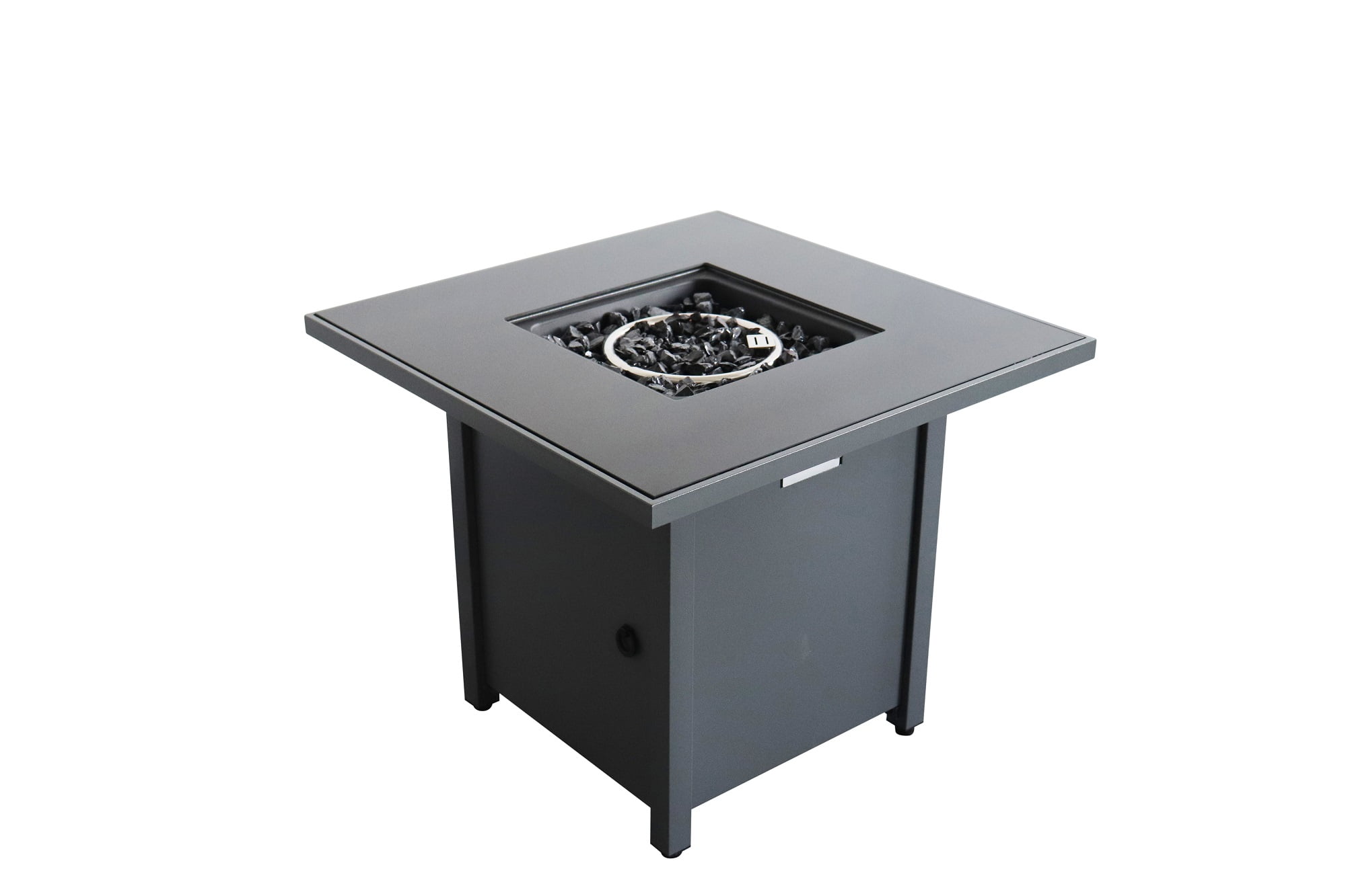 E-Western Fire Pit for Outdoor Home Garden Backyard 30 Inch Steel Grey Fire Table with BTU Output 40000 Propane Natural Gas Conversion Kit Included