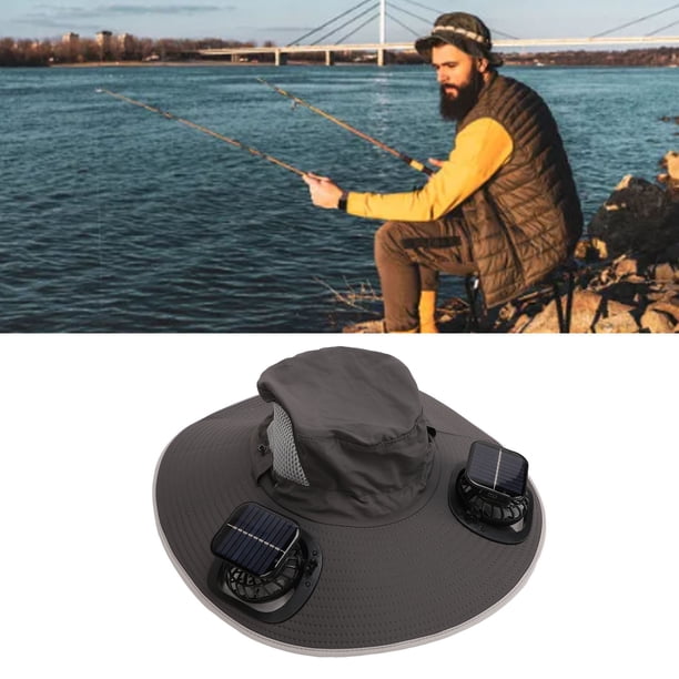 Sombrero De Sol De Pescador, Gorra De Pescador De Borde Ancho De Nylon Con 2 Ventiladores Solar De Refrigeración De Verano Recargable De Verano Para Deportes Al Aire De