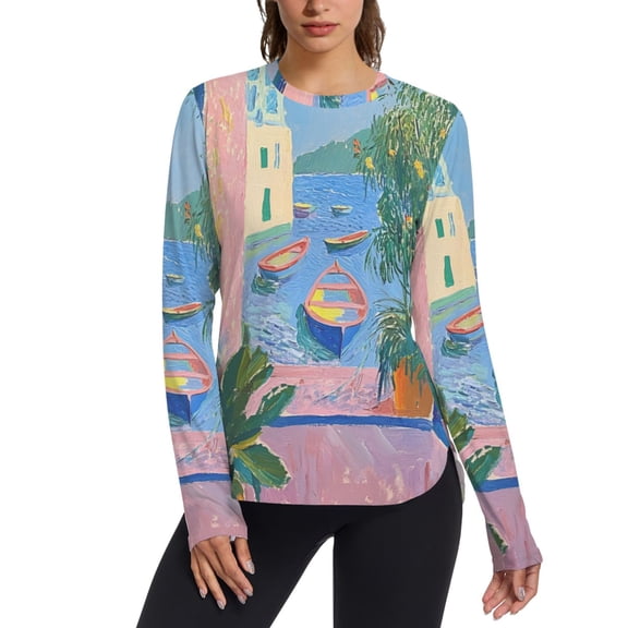 FORMRS Womens Long Sleeve Shirts UPF 50 Sun Protection Quick Dry Fishing Hiking Tops, Size S-2XL, Purple Window