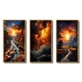 thumbnail image 2 of Designart "Majestic Stormy Landscape" Landscape & Nature Framed Wall Art Set Of 3 - Yellow Storms Frame Gallery Set For Office Decor, 2 of 6