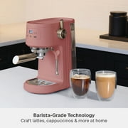 Thyme & Table Barista Mini Espresso Machine with 15-Bar Pressure and Steam Wand, Faded Rose