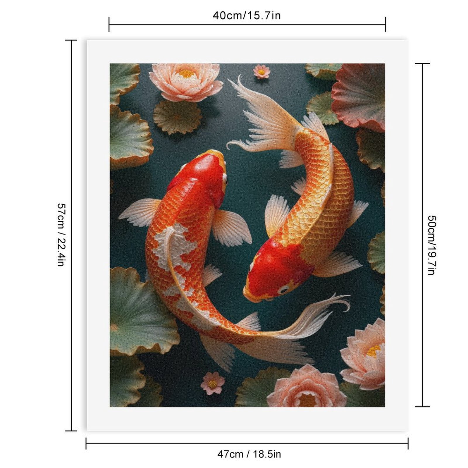 Paint By Numbers Kit for Adults Beginner - DIY Koi Fish Lotus Pond Art Canvas Painting Kits for Adults, Frameless Paint By Number for Adults for Home Wall Decor 16x20 Inch