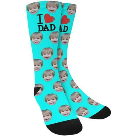 

D-Story Custom Face Socks for Dad Personalized Photo Picture on Socks Crew Socks Unisex Gift for Father s Day
