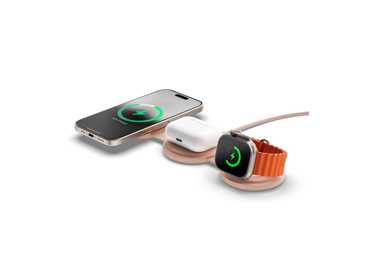 Satechi OntheGo - Wireless charging pad - 3-in-1 - 15 Watt - desert rose