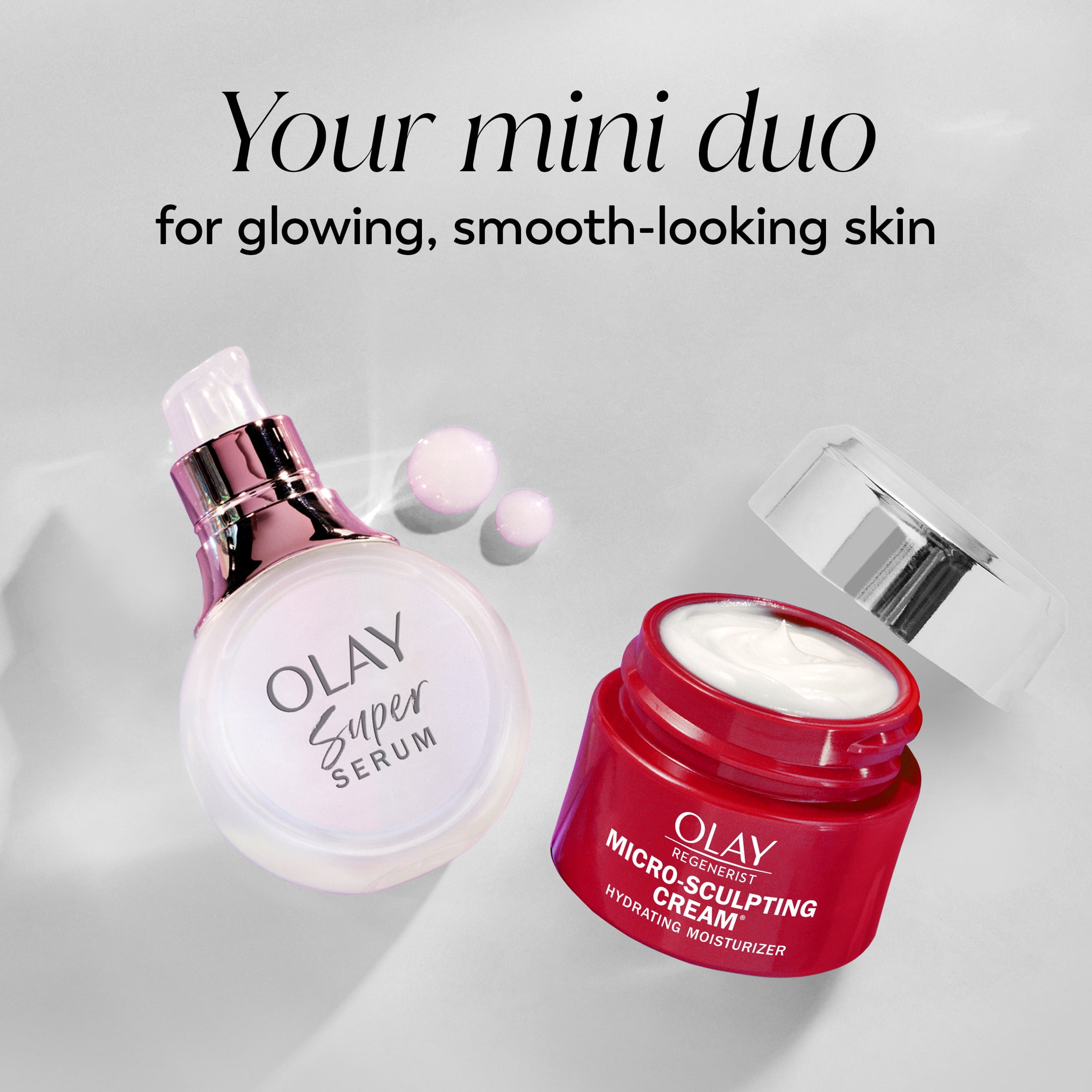 Olay Super Serum and MicroSculpting Cream Mini Duo Best Sellers Kit, Super Serum 0.4 fl oz, MSC 0.5 fl oz