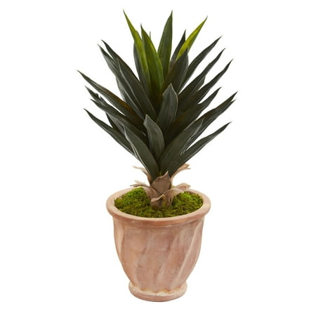 Nearly Natural Agave Artificial Plant in Terra Cotta (Best Flowers For Terracotta Pots)