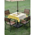 thumbnail image 3 of Outdoor Tablecloth with Umbrella Hole and Zipper, Yellow Bees Gnomes Square Table Cloth 54x54 Inch Waterproof Tablecloth, Farmhouse Spring Floral Checkered Picnic Table Cover for Patio Camping, 3 of 7