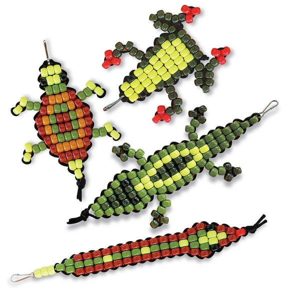 The Beadery Critters Backpack Buddies Kit, Beaded Buddies, Kit Makes 4, Plastic Pony Bead Kit