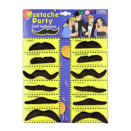 12 Fake Mustaches Self Adhesive Party Pack Moustaches Costume Sheet Halloween