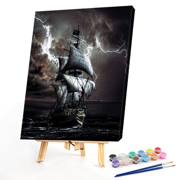 Cuadros Decorativos Cuadro Digital hecho a mano DIY velero pintura al óleo sin marco por números ilustraciones JShteea Nuevos Originales