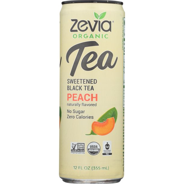 ZEVIA TEA BLACK PEACH ORGANIC 12 FL OZ