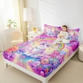 thumbnail image 4 of Manfei Magical Cat Animal Bed Sheets for Teen, Princess Castle King Sheets, Rainbow Floral Butterfly Sheet Set, Luxury Bedroom Decor, 4 Pieces, 4 of 7