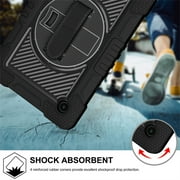Galaxy Tab A8 10.5 Case (SM-X200/SM-X205) - TECH CIRCLE [with Shoulder/Hand Strap & Rotating Kickstand] Protective Rugged Case Cover for Samsung Galaxy Tab A8 10.5-inch Tablet, Black